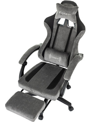 Кресло геймерское Бюрократ Knight Custom/F серый/черный вид вподставка для ног