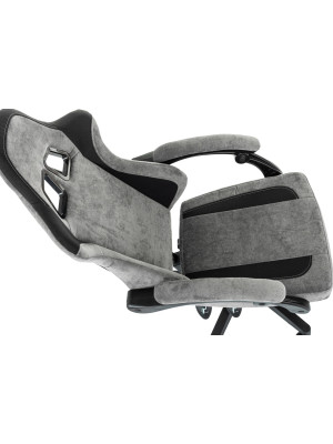 Кресло геймерское Бюрократ Knight Custom/F серый/черный вид сбоку подставка для ног подлокотники