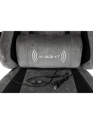 Кресло геймерское Бюрократ Knight Custom/F серый/черный вид сбоку подставка для ног подголовник