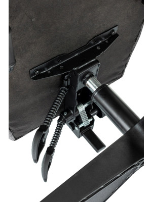 Кресло геймерское Бюрократ Knight Custom/F серый/черный вид сбоку подставка для ног механизм регулирования