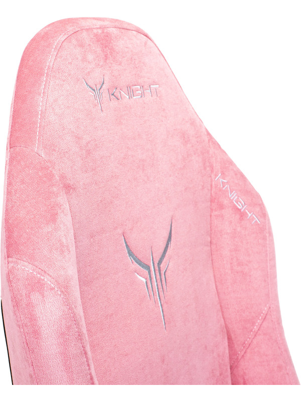 Кресло геймерское Бюрократ Knight N1 Fabric розовый спинка с лого