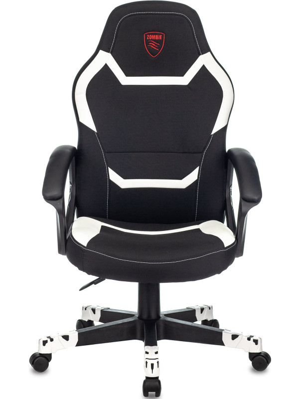Кресло геймерское Бюрократ Zombie 10 черный/белый вид спереди