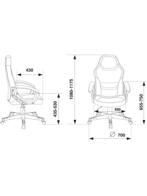 Кресло геймерское Бюрократ Zombie 10 черный/белый размеры