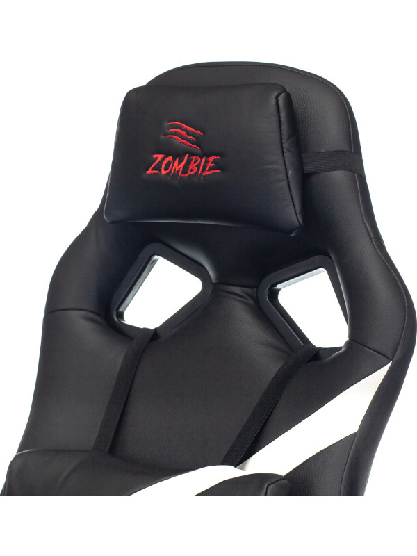 Кресло геймерское Бюрократ Zombie DRIVER черный/белый спинка сбоку