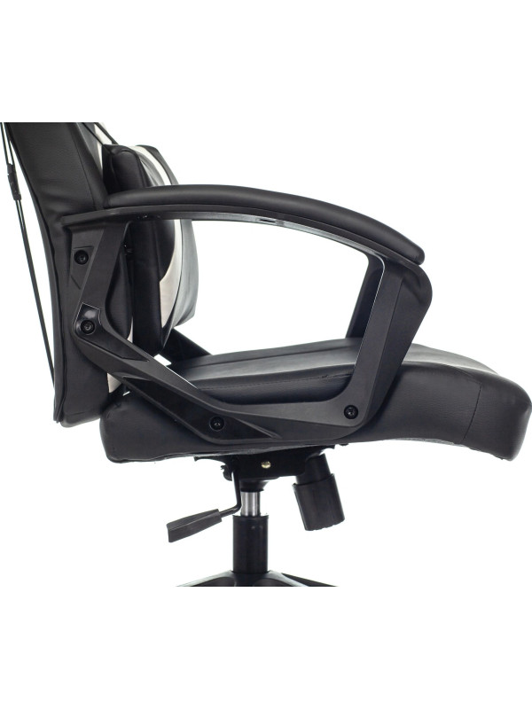 Кресло геймерское Бюрократ Zombie DRIVER черный/белый подлокотники сбоку