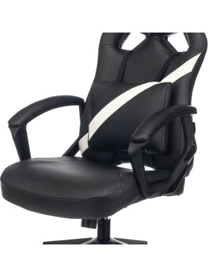 Кресло геймерское Бюрократ Zombie DRIVER черный/белый вид сбоку слева