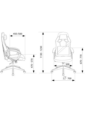 Кресло геймерское Бюрократ Zombie DRIVER черный/белый размнер