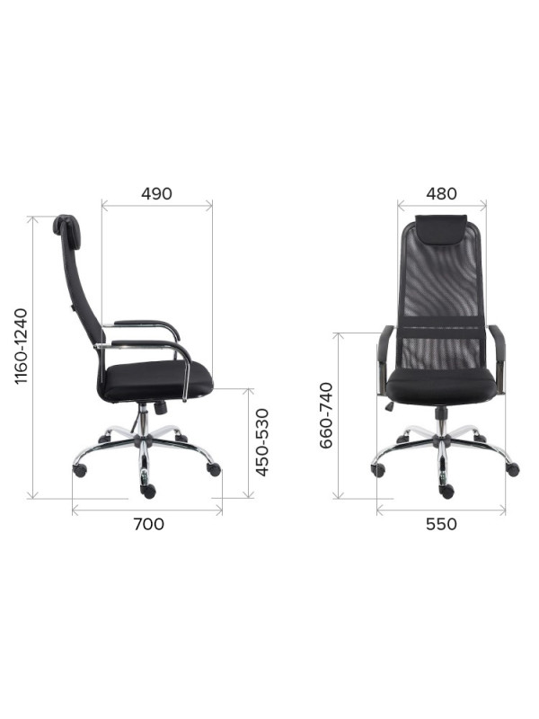 Кресло компьютерное Everprof EP 708 черный размеры