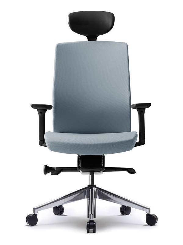 Кресло компьютерное BESTUHL J2 серый с подголовником вид спереди