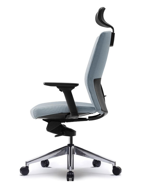 Кресло компьютерное BESTUHL J2 серый с подголовником вид сбоку