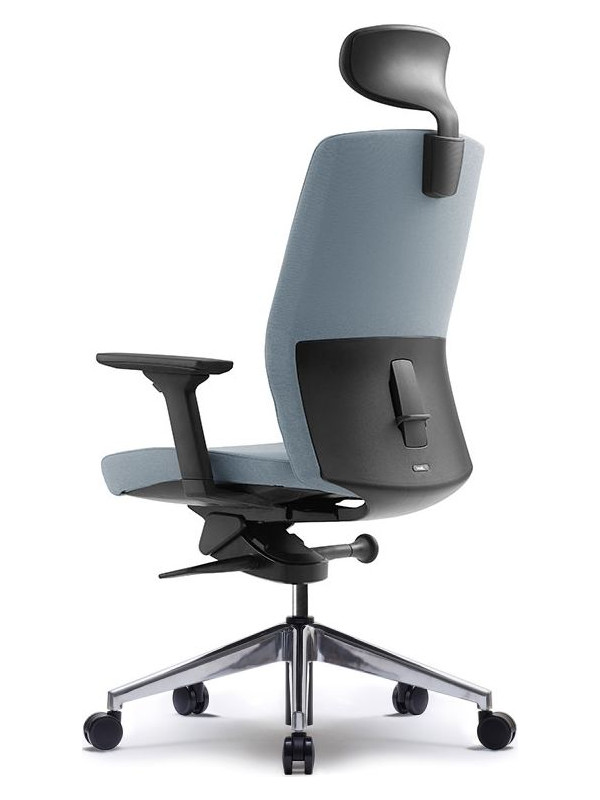 Кресло компьютерное BESTUHL J2 серый с подголовником вид сзади и сбоку