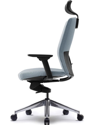 Кресло компьютерное BESTUHL J2 серый с подголовником вид сбоку