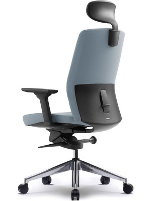 Кресло компьютерное BESTUHL J2 серый с подголовником вид сзади и сбоку