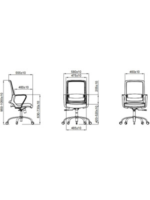 Кресло компьютерное SitZone U-0385 PL черный размеры