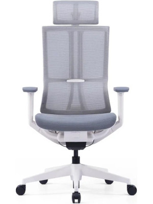 Кресло компьютерное SitZone E-303-001A-P1-BK белый вид спереди