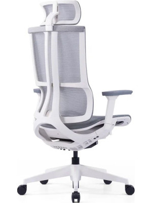 Кресло компьютерное SitZone E-303-001A-P1-BK белый вид сзади и сбоку