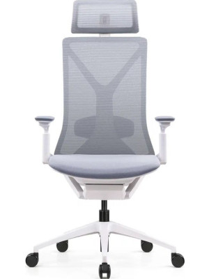 Кресло компьютерное SitZone E-YR-001A-P1-WH серый вид спереди