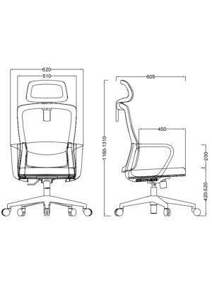 Кресло компьютерное SitZone U-060A черный (крестовина пластик) размеры