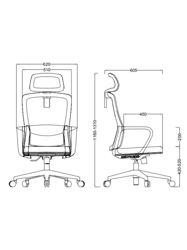 Кресло компьютерное SitZone U-060A черный (крестовина хром) размеры