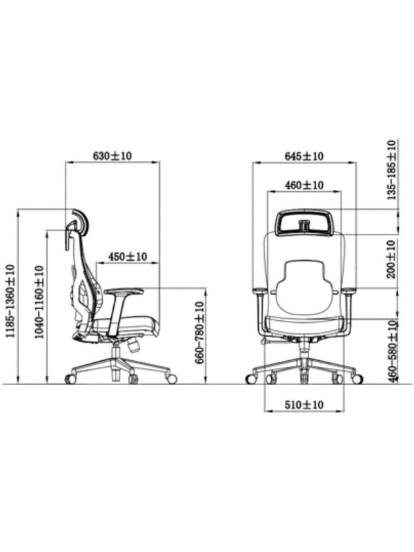 Кресло компьютерное SitZone U-063A черный размеры