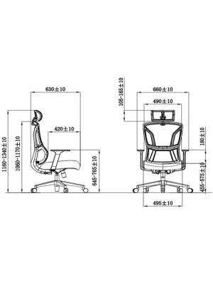 Кресло компьютерное SitZone U-065A черный размеры