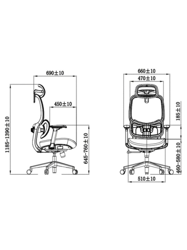 Кресло компьютерное SitZone U-073A черный размеры