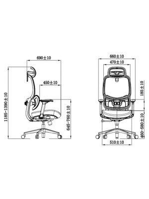Кресло компьютерное SitZone U-073A черный размеры