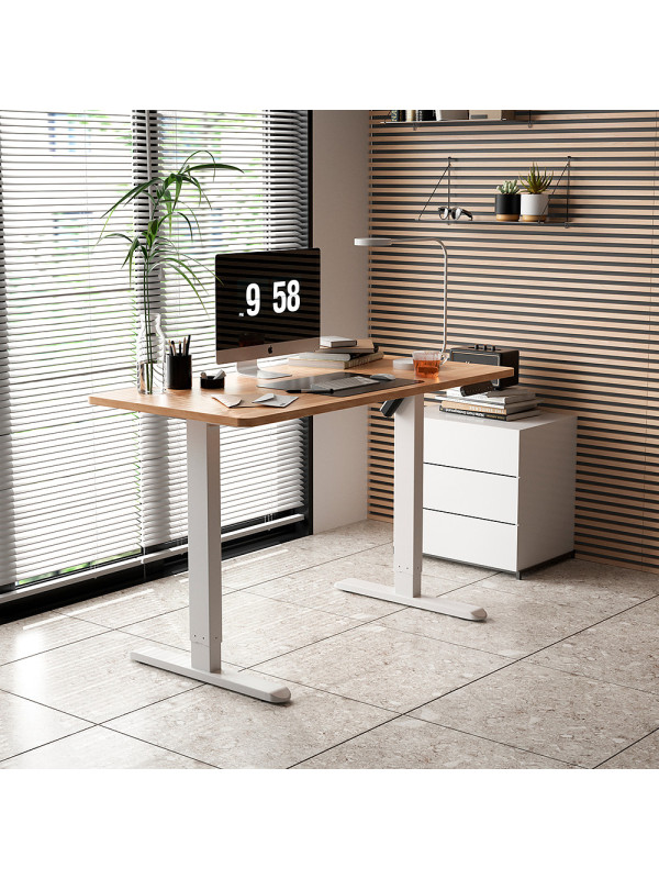 Стол письменный WellDesk WDE Basic белый/дуб термо черно-коричневый в интерьере