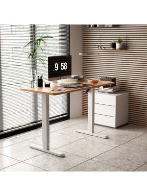 Стол письменный WellDesk WDE Basic белый/дуб термо черно-коричневый в интерьере