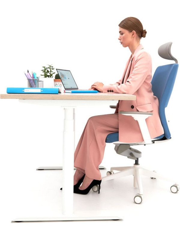 Стол письменный WellDesk WDЕ Uplift черный/белый сидя