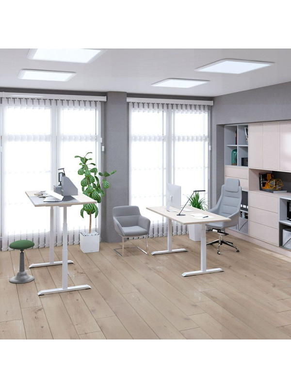 Стол письменный WellDesk WDЕ Uplift черный/белый в интерьере 2.0