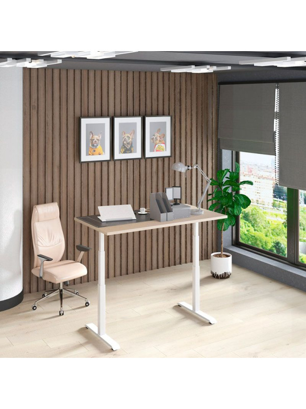 Стол письменный WellDesk WDЕ Uplift черный/белый в интерьере 3.0