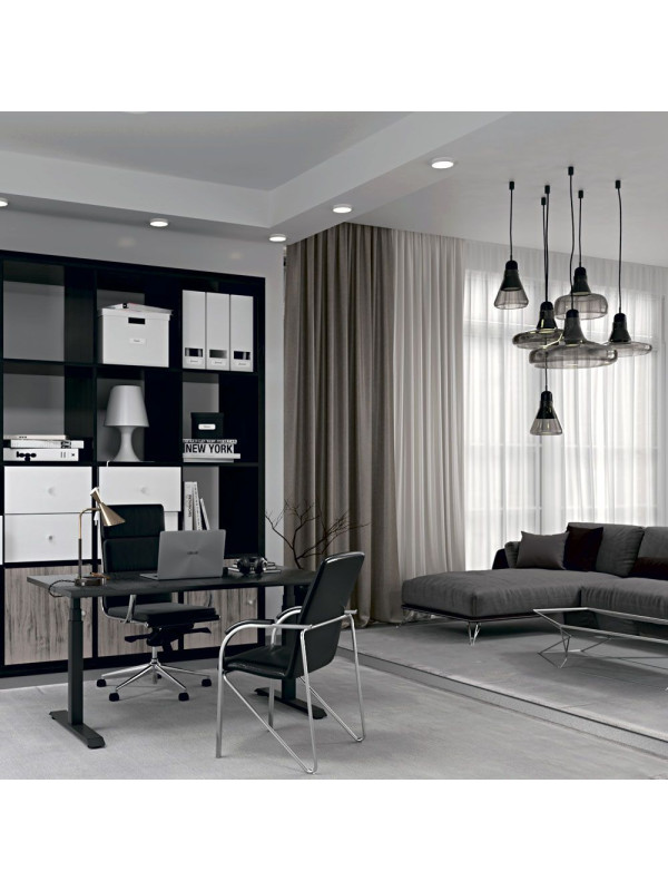 Стол письменный WellDesk WDЕ Uplift черный/ясень шимо в интерьере