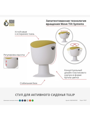 Стул для активного сидения Chair Meister Tulip белый/зеленый схема