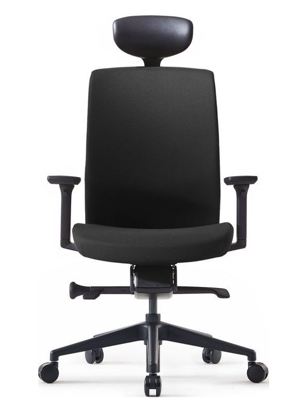 Кресло компьютерное BESTUHL J2 черный с подголовником вид спереди