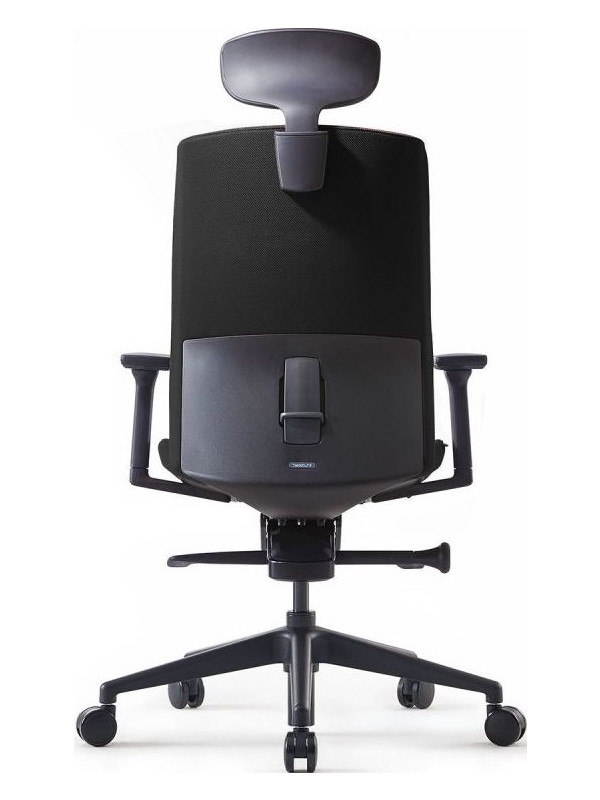 Кресло компьютерное BESTUHL J2 черный с подголовником вид сзади