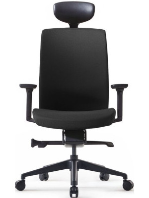 Кресло компьютерное BESTUHL J2 черный с подголовником вид спереди