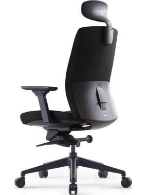 Кресло компьютерное BESTUHL J2 черный с подголовником вид в 3/4