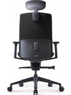 Кресло компьютерное BESTUHL J2 черный с подголовником вид сзади