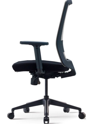 Кресло компьютерное BESTUHL S30 черная рама/черный вид сбоку