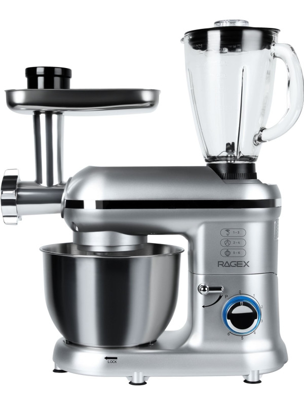 Кухонный комбайн RAGEX R101 (серебристый) работа