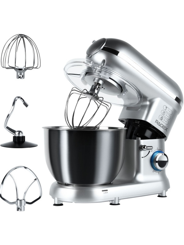 Кухонный комбайн RAGEX R101 (серебристый) насадки