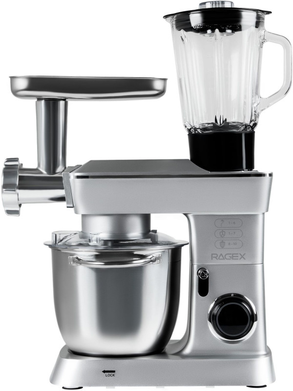 Кухонный комбайн R112 серебристый вид сбоку