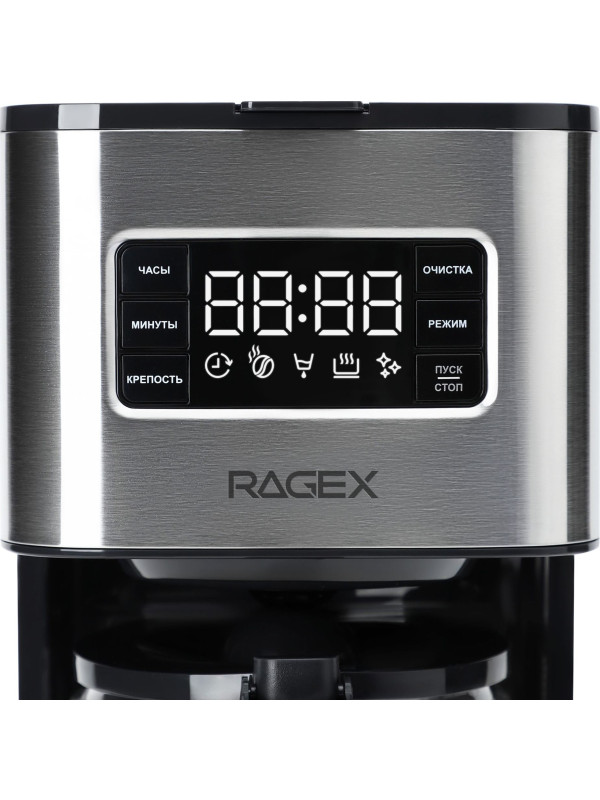 Кофеварка RAGEX R408 вид сбоку с кофейником управление