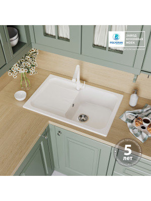 Кухонная мойка Polygran ALTO 780 белый хлопок интерьер