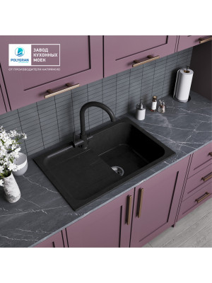 Кухонная мойка Polygran ALTO 780 космос черный металлик покрытие интерьер 2