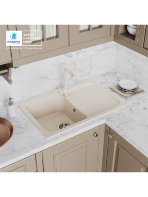 Кухонная мойка Polygran ALTO 780 кремовый интерьер 2