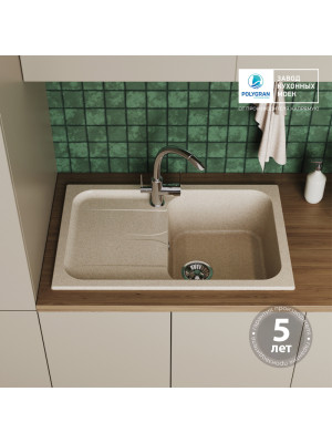 Кухонная мойка Polygran ALTO 780 опал бежевый интерьер