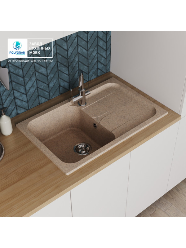 Кухонная мойка Polygran ALTO 780 песочный интерьер 2
