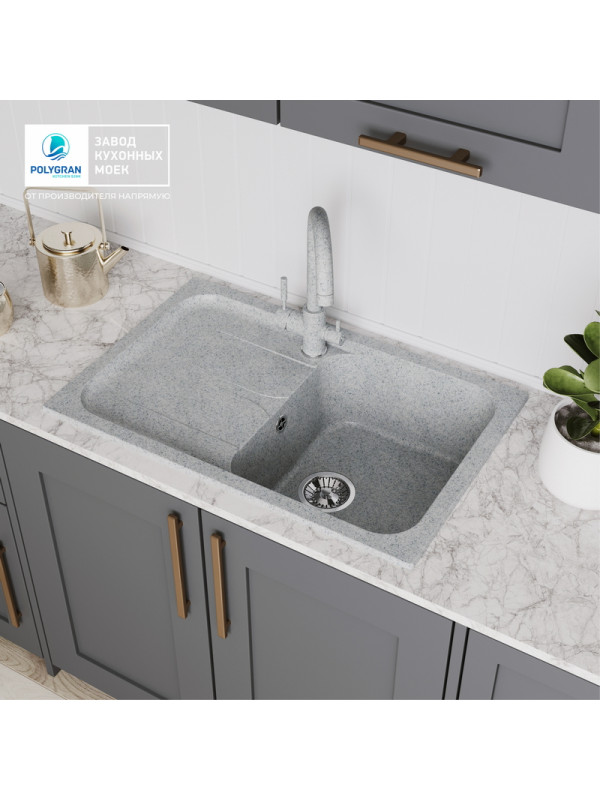 Кухонная мойка Polygran ALTO 780 светло-серый интерьер